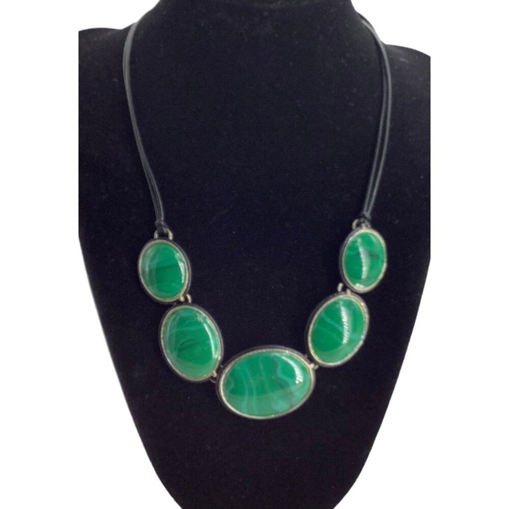 Vtg‎ 5X Bohemian Necklace 18" Vibrant Green Costume Jewelry Graduated